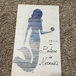 Hobby Lobby Mermaid Silhouette Art - Blue and White